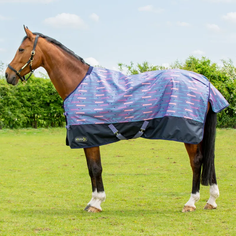 Hy StormX Original Dorris The Dachshund 0 Turnout Rug - Riviera/Navy